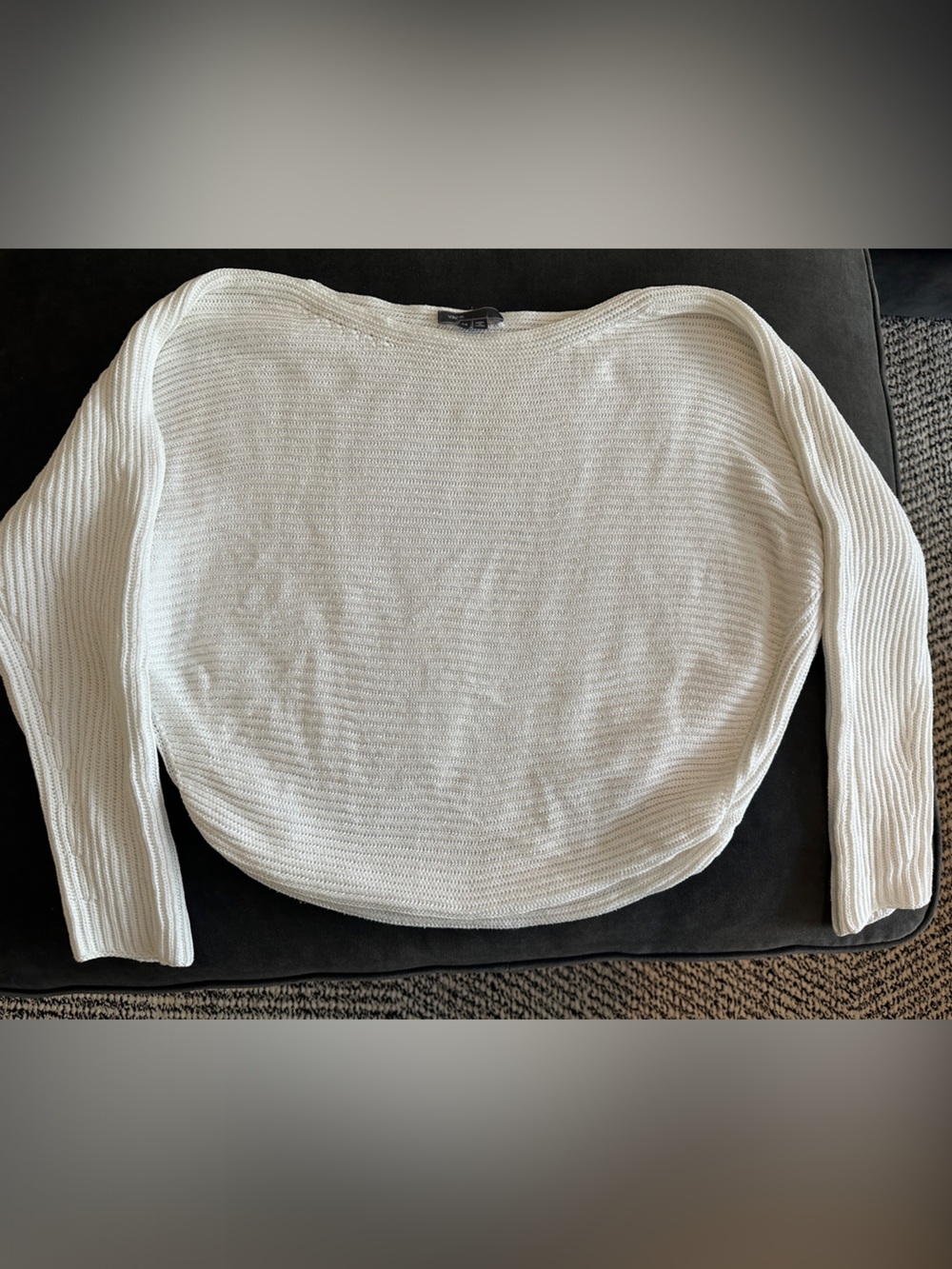 Vince White Cotton Knit Boatneck Sweater